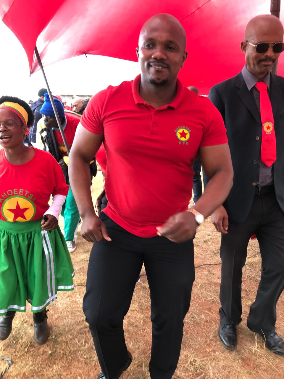 Leader addressing people